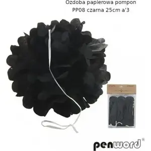 Paper Pompon 25 cm, Polsirhurt — black