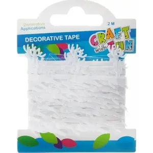 Craft with Fun decorative ribbon reindeer pattern 2 m × 2.5 cm white