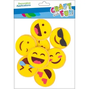 Craft with Fun foam decorative stickers EVA emoticons set, 8 pieces
