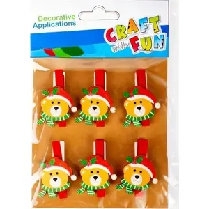 Dekoratīvas koka knaģeles Craft with Fun, komplekts 6 gab., modelis CFBN266