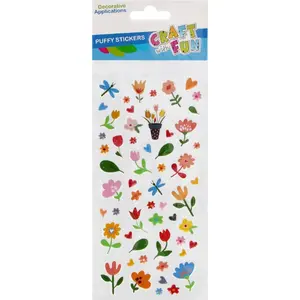 Craft with Fun Puffy Stickers CF800 — floral puffy sticker set, decorative adhesive embellishments