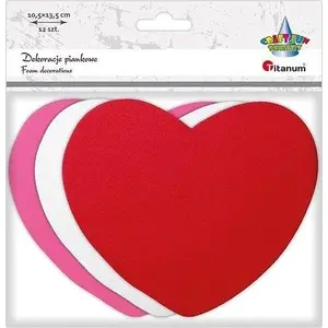 Foam Heart Decorations Titanum mix, pack of 12