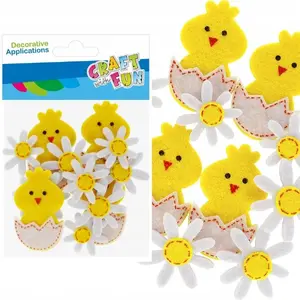 Felt Decorations Craft with Fun CFSW50 — decorative felt chickens and flowers, pack of 12