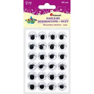 Titanum self-adhesive eye embellishments with lashes 15 mm, pack of 24 (craft decorations)
