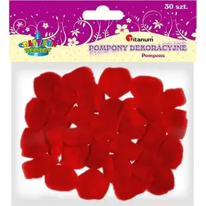 Pom-poms (25 mm), Titanum craft accessory, pack of 30, red