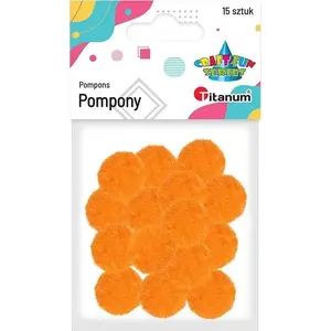 Poliestera pomponi Titanum 18 mm oranži, komplekts 15 gab., amatniecībai un dekorēšanai