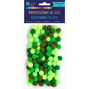 Polyester Pom Poms DP Craft 1 cm, mix green, 120 pieces