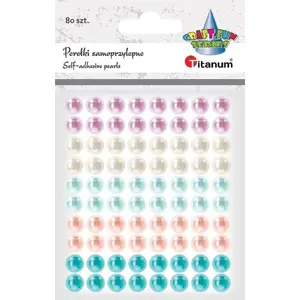 Self-adhesive pearl rhinestones Titanum 8 mm, mixed colors, 80 pieces