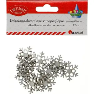 Self-adhesive Wooden Snowflake Decorations Titanum, set of 12, model 396903
