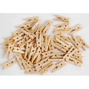 Decorative clothespins FANDY model 486442 small Natural – set of small wooden decorative clips