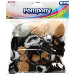 BREWIS craft pom-poms POM16 animal mix assorted sizes 54 pcs (10, 20, 30, 50 mm)