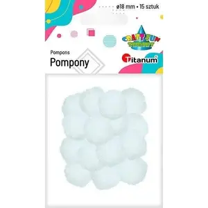 Pom-poms (polyester) 18 mm white, 15 pcs — Titanum