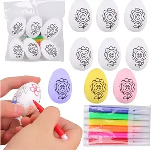 Styrofoam Easter Eggs for Painting LEANToys 6 pcs — floral pattern C, craft blanks