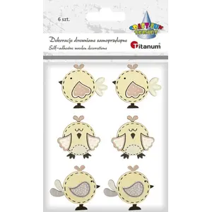 Wooden Bird Decorations Titanum set of 6, assorted sizes 42x38 / 36x37 / 42x37 mm