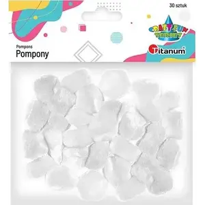 Acrylic Pom Poms Titanum 25 mm white, pack of 30 — craft and decoration