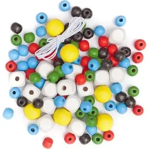 Wooden beads DP Craft Basic set 100 pcs — colorful round craft beads