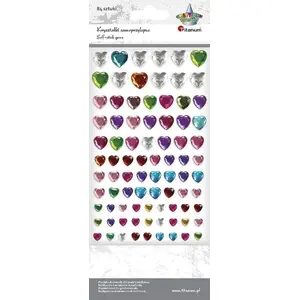 Titanum self-adhesive crystal hearts mix, pack of 84 pieces