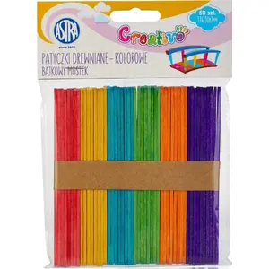 Wooden Craft Sticks Astra Patyczki Drewniane Kolor Bajkowy Mostek 49 pcs — universal craft sticks