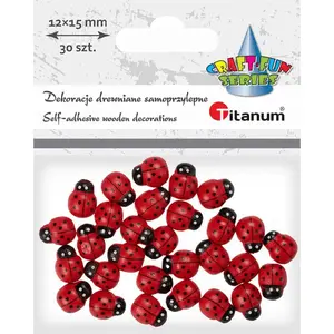 Self-adhesive 3D Wooden Ladybugs Titanum 12×15 mm 30 pcs