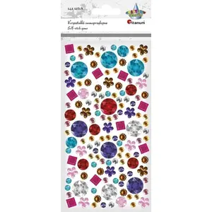 Titanum self-adhesive decorative crystals — assorted flowers and squares, 141 pieces