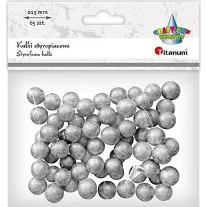 Styrofoam Balls 15 mm, Titanum, pack of 65, silver