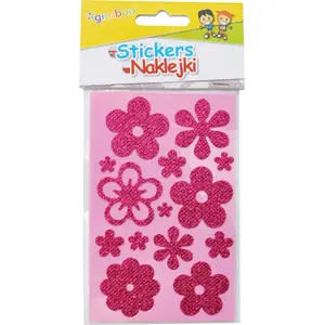 Gimboo decorative sticker charm GIMBOO Kwiatki with glitter, 8 x 12.5 cm, red