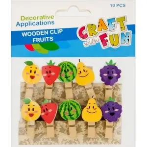 Decorative Wooden Clothespins Craft with Fun OWOCE set of 10 – painted fruit shapes