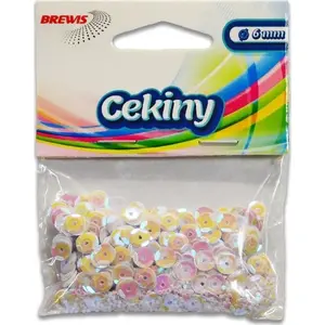 Sequins BREWIS T 70 white, round craft sequins for sewing and decoration