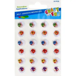 Craft with Fun decorative craft eyes CF654 — mixed colors, pack of 24 pieces