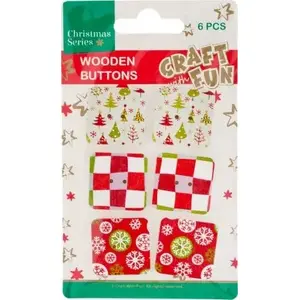 Craft with Fun decorative wooden button square set CF OZDOBA BN DREW GUZIK 6 pcs