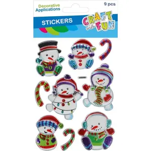 Decorative Christmas stickers Craft with Fun CFBN438 metalized snowman set 9 pcs