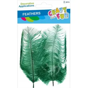 Decorative Feathers Craft with Fun CF763, 15–20 cm, 2 pcs, green