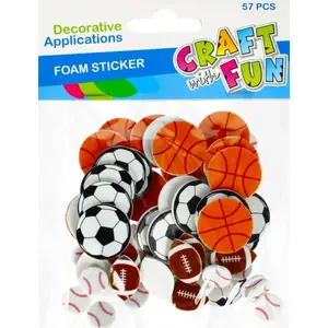 Craft with Fun decorative foam stickers CF645 — 57-piece mixed shapes and colors for crafts