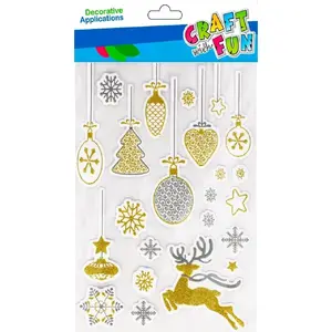 Decorative Reindeer Stickers Craft with Fun CFBN327 — glitter, self-adhesive craft stickers set