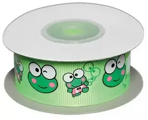 Decorative Tape Vrige lime with frogs 25 mm x 10 m