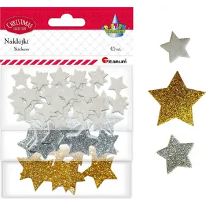 Craft glitter star stickers Titanum 11.5×18 cm sheet, 45 pieces