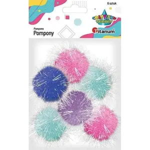 Polyester Pom-Poms Titanum 45 mm, mixed colors, pack of 6