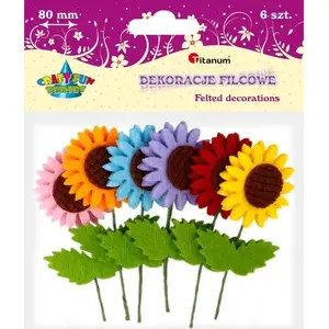 Felt 3D Sunflower Ornaments Titanum 80 mm, set of 6