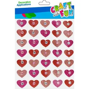 Craft with Fun uzlīmju komplekts — sirds formas spīdumu uzlīmes, 35 gab. (CF702)