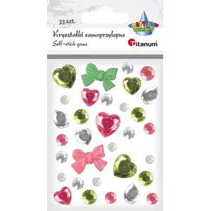 Adhesive Decorative Crystals Titanum 33 pcs — green & pink mix