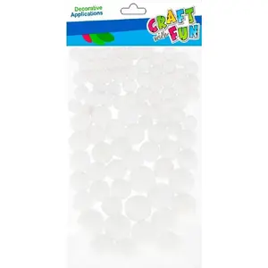 Pom-pom decorations set Craft with Fun CF687 — 90 pieces, mixed sizes, white