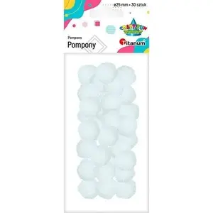 Pompons (polyester) 25 mm white, pack of 30 — Titanum 516575