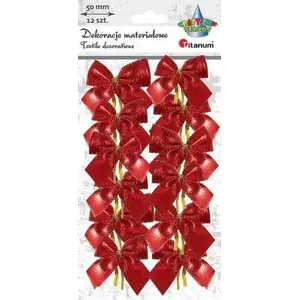 Fabric Rosette 50 mm 12 pcs, Titanum, red