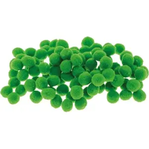 Pompons BREWIS 10 mm green, pack of 100 – craft pom-poms for decorations and handwork