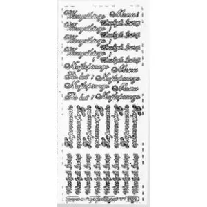 Farro dekoratīvs ažuŗa uzlīmju ar poļu uzrakstiem, 10×23 cm, sudraba