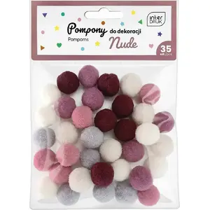 Decorative Pom Poms set 35 pieces Nude - INTERDRUK