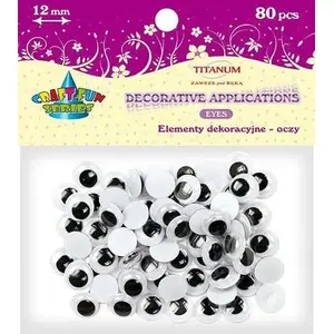 Googly Eyes Titanum 12 mm, pack of 80, self-adhesive-free crafting eyes