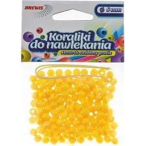 Beads BREWIS 6 mm K6-2 yellow – round glass/craft beads for threading