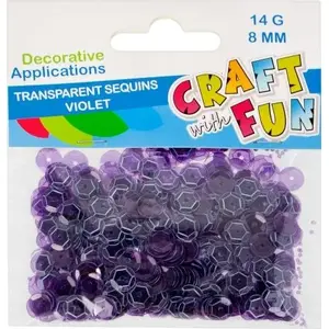 Craft with Fun transparent sequined button 8 mm violet, pack 40/400