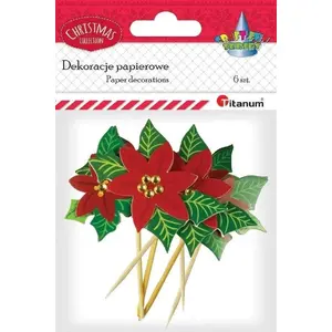 Paper 3D Poinsettia Picks set by Titanum, 6 pieces